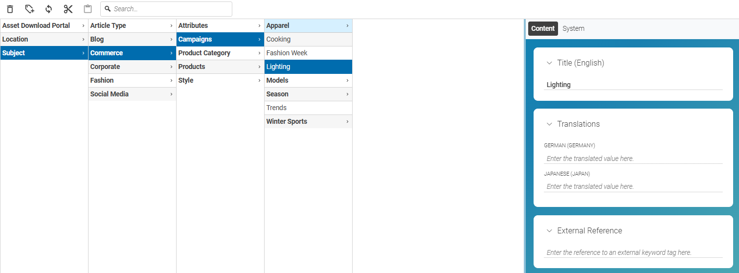 The taxonomy editor