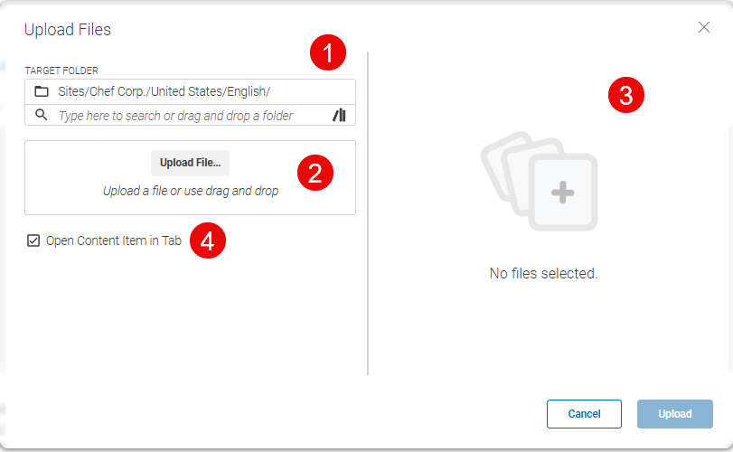 Upload dialog