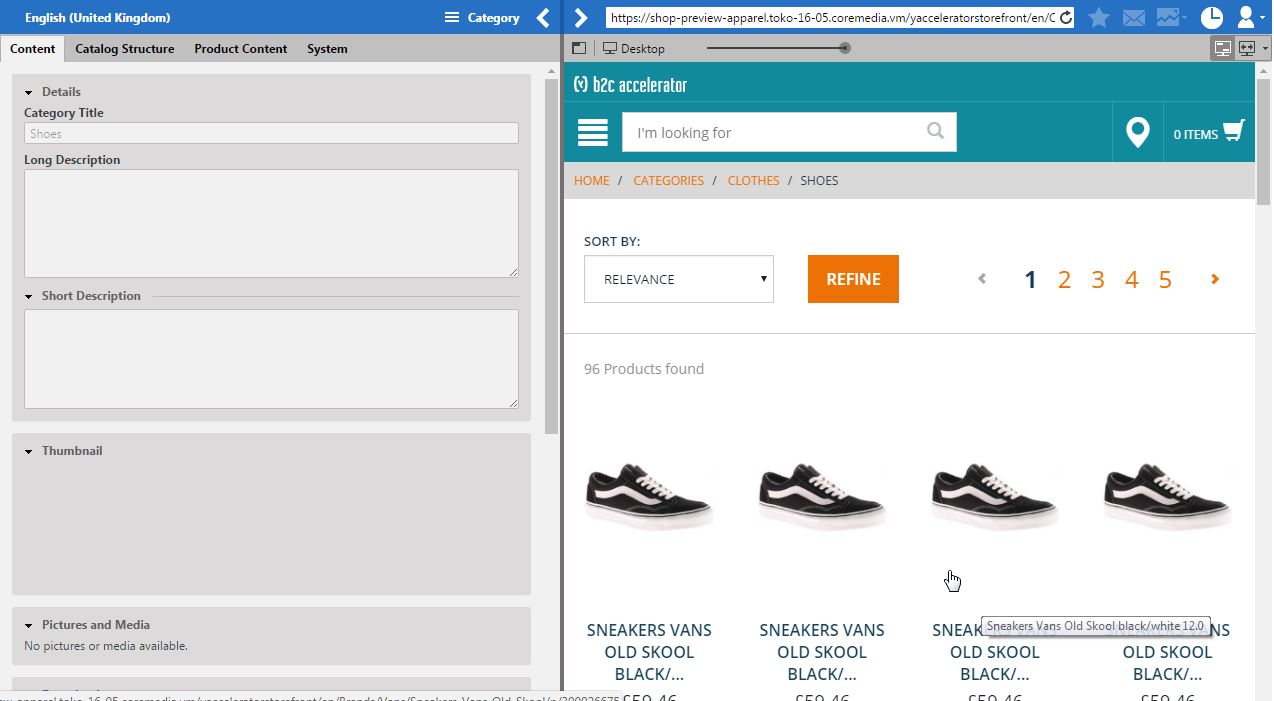 Category in tab preview