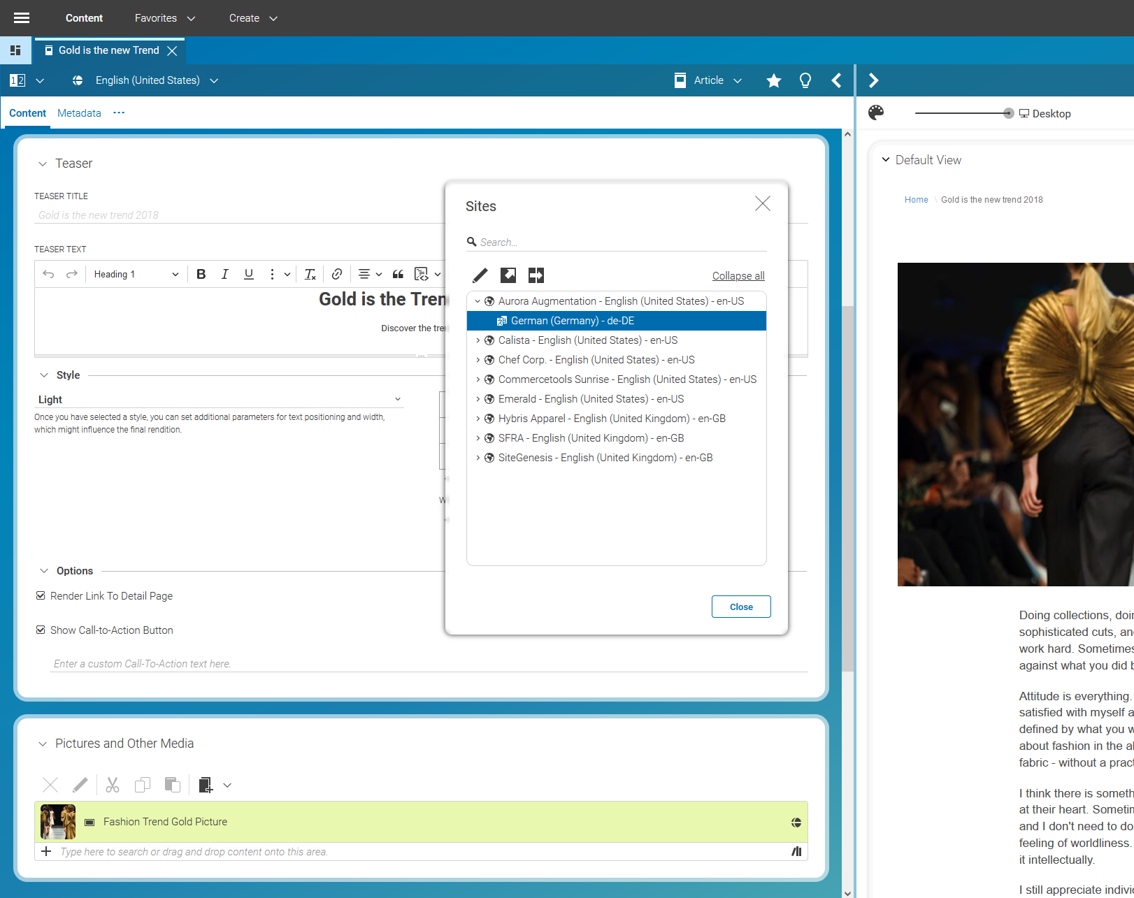 Derived Sites within CoreMedia
