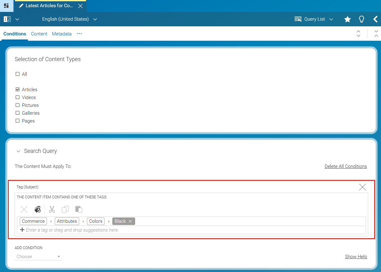 Dynamic Query List with taxonomy condition: Black