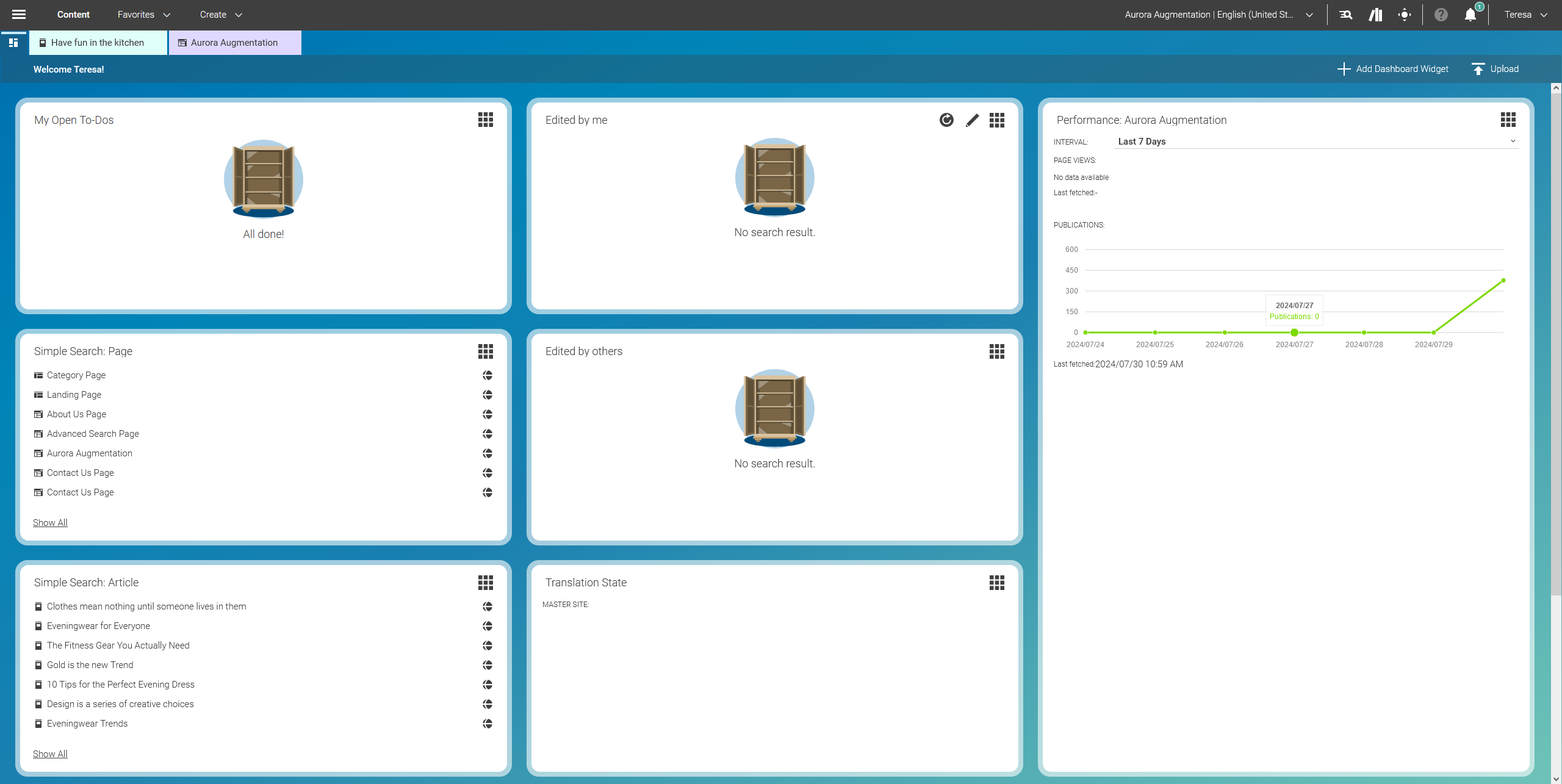 Configure your Personal Dashboard