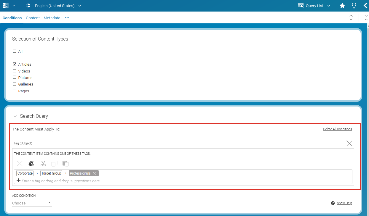 Query List with taxonomy condition