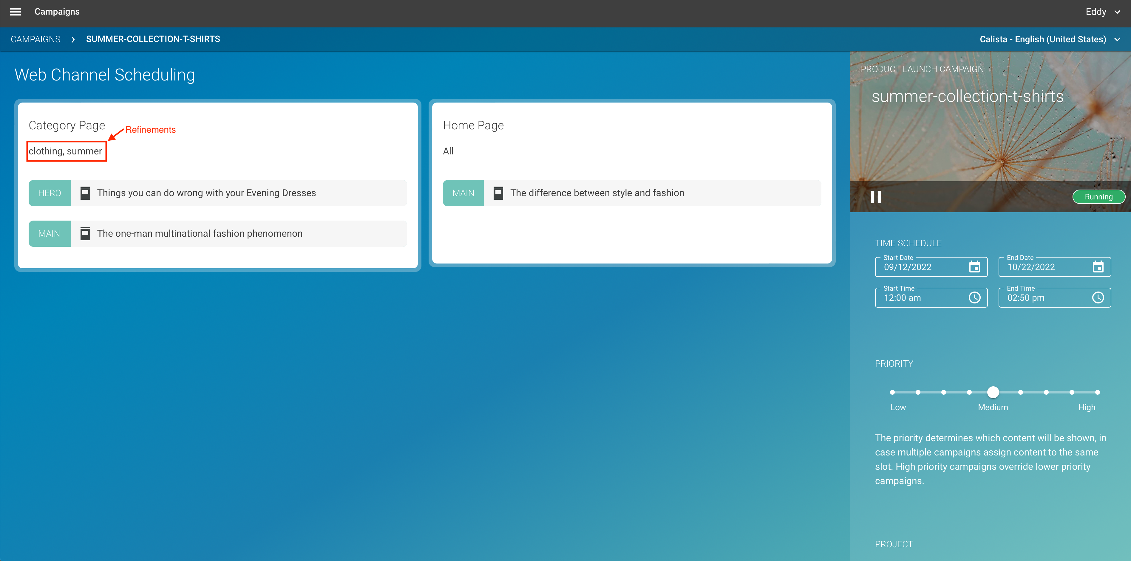 Example campaign with defined refinements