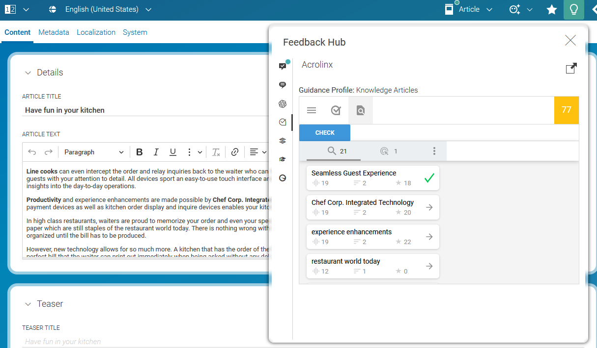 Feedback for CoreMedia richtext