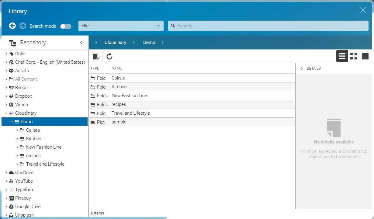 Cloudinary adapter in the Library