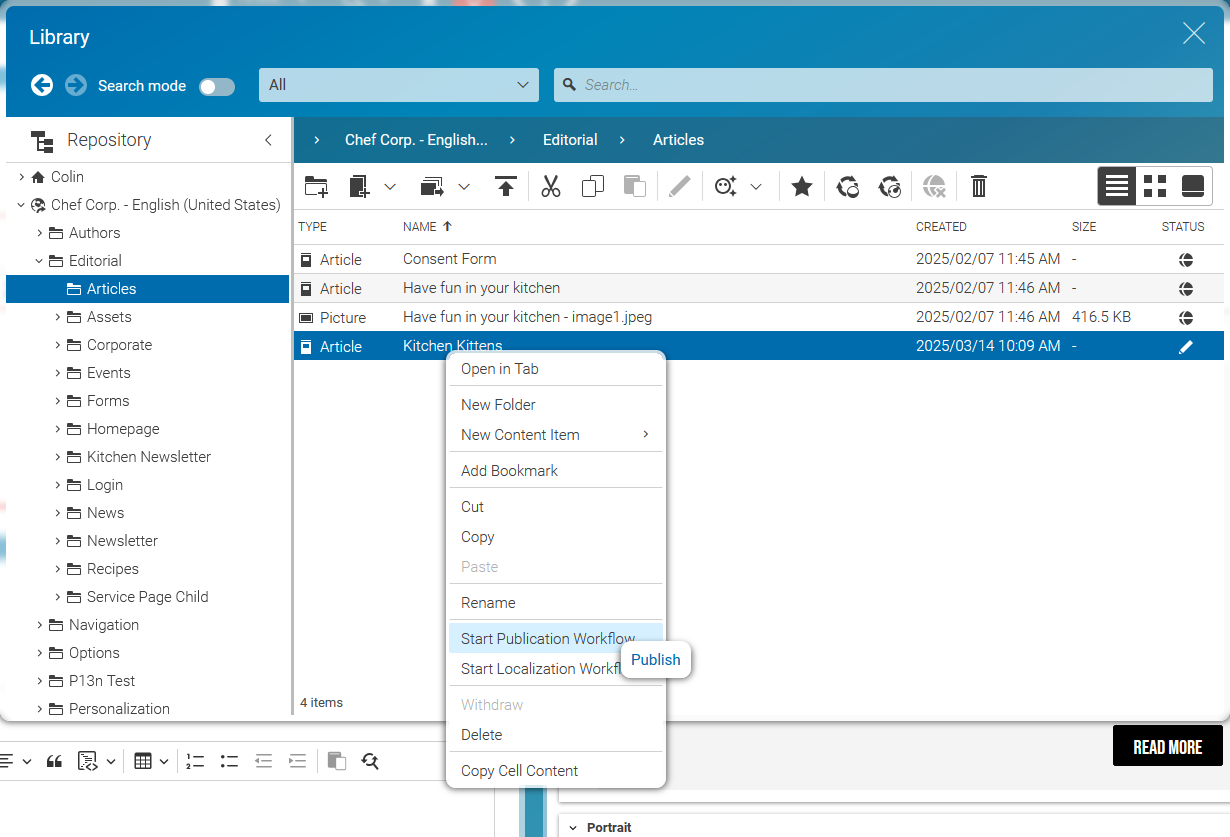 Start Publication Workflow