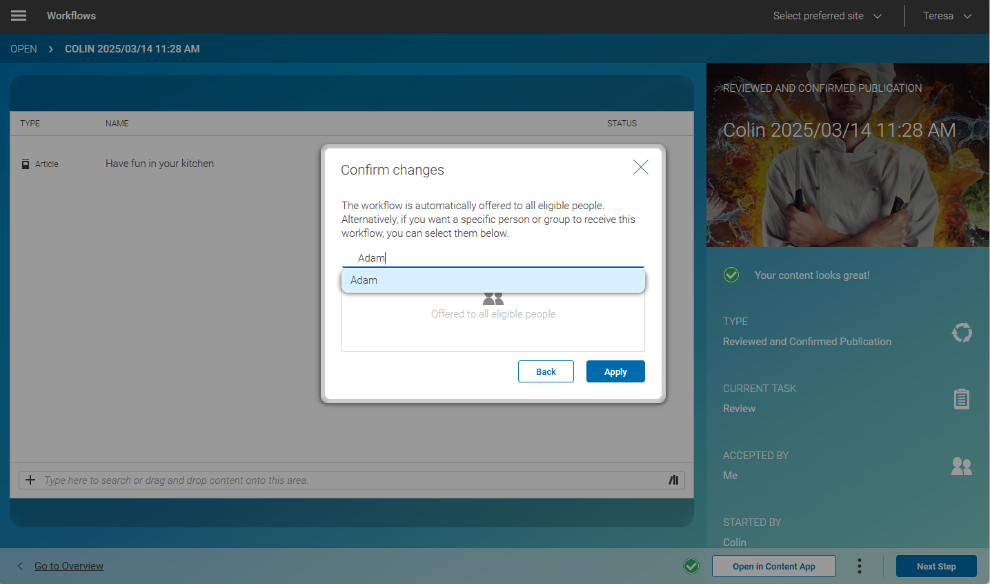 Assign workflow to people