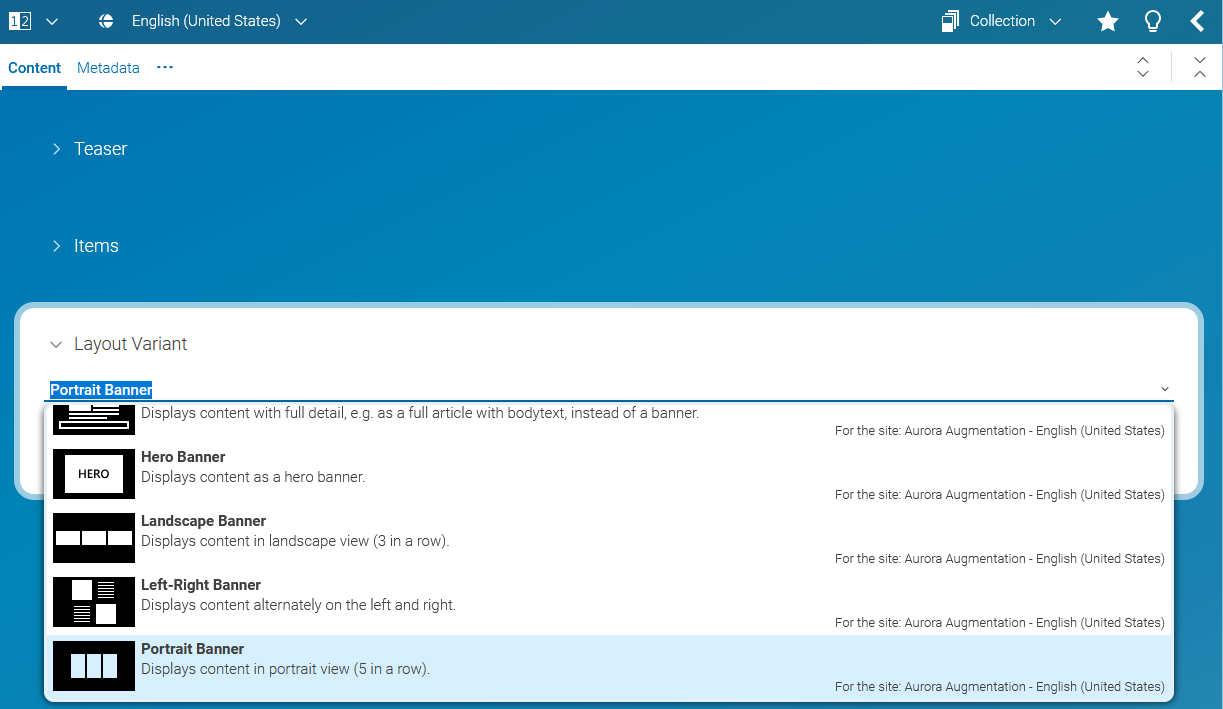 Layout Variant selector