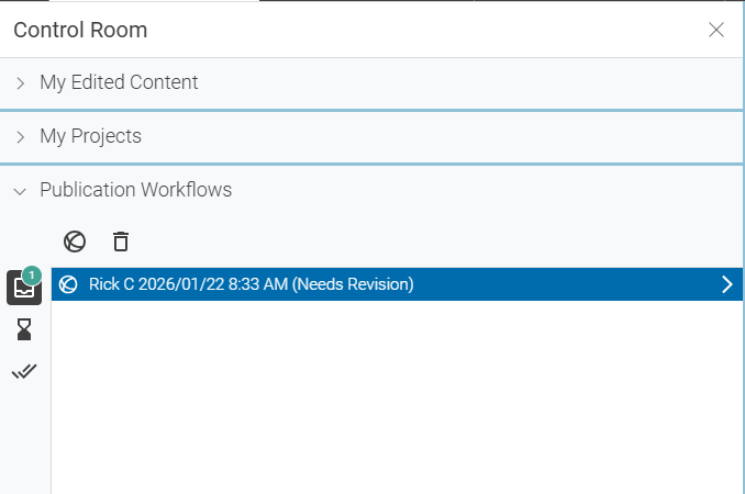 Needs Revision Task of Reviewed Publication Workflow in the Control Room