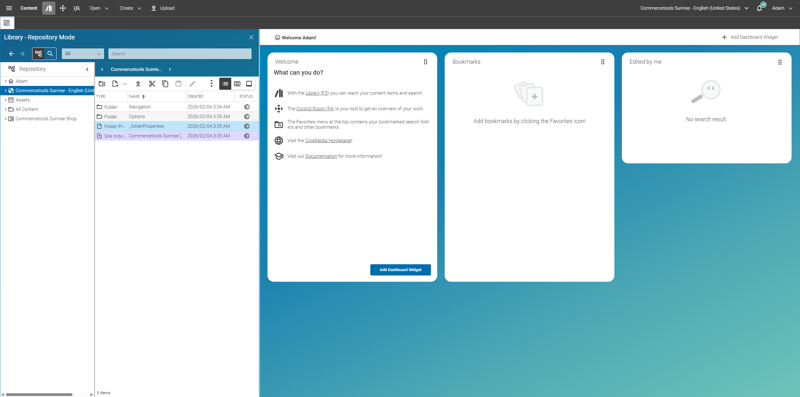 Studio with docked Library