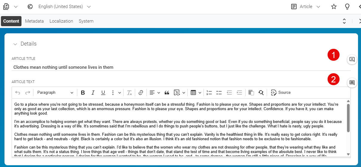 Editorial Comments in the Content Form