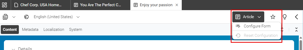 Configure Content Form Button
