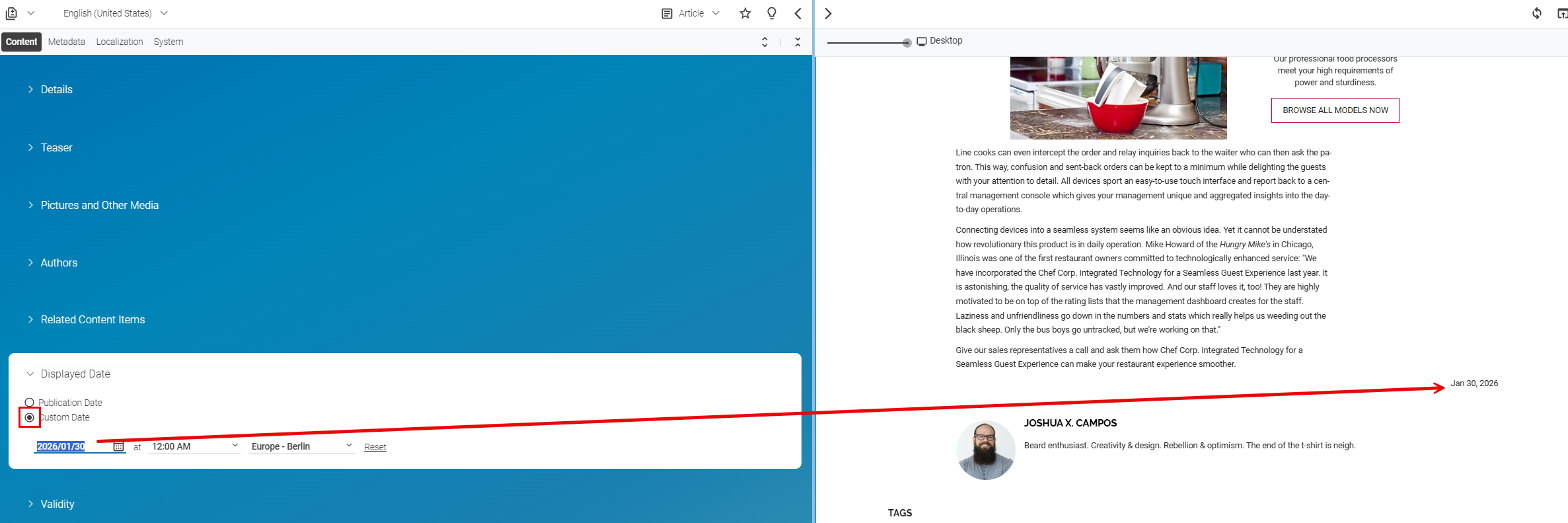 Setting a Displayed Date