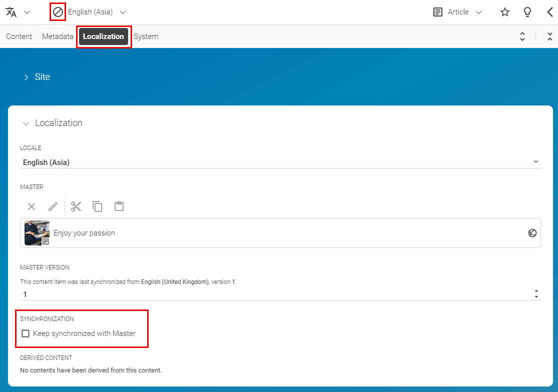 Uncheck the synchronization checkbox