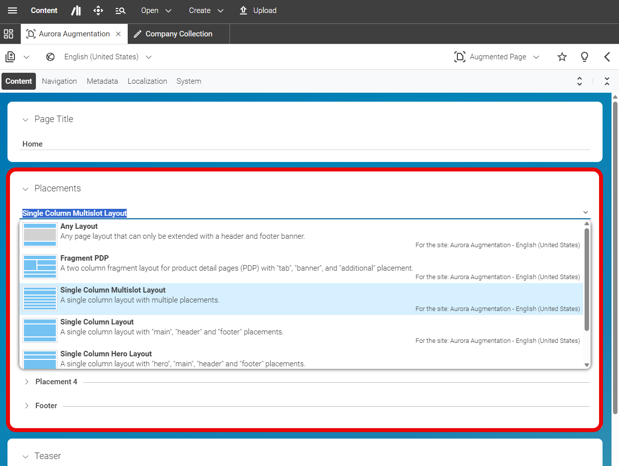 Different page grids with the page grid navigation shown in the preview