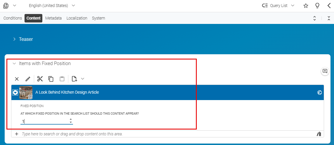 Items with fixed position