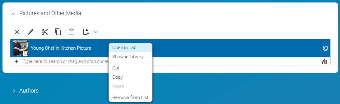 Linklist with context menu