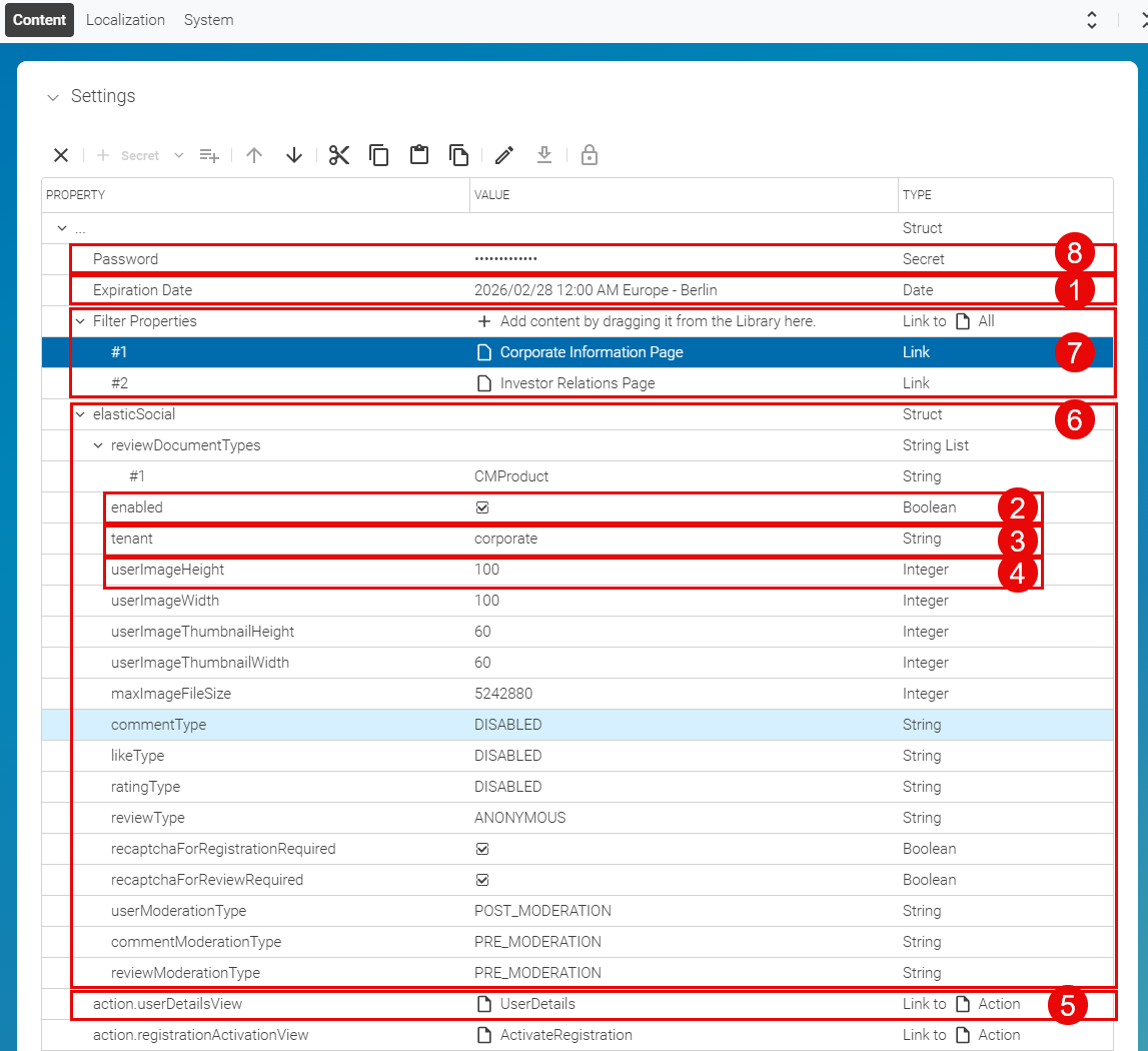 Struct editor in a Settings content item