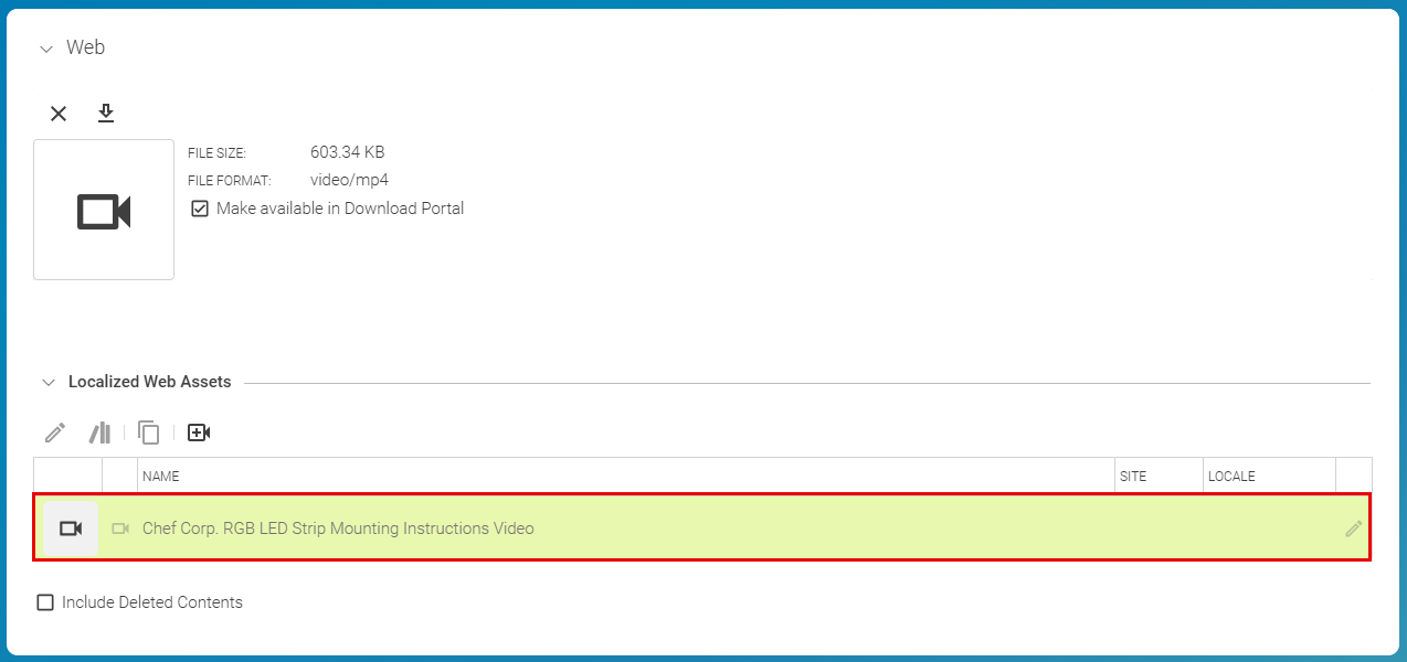 Newly created video shown in Video Asset