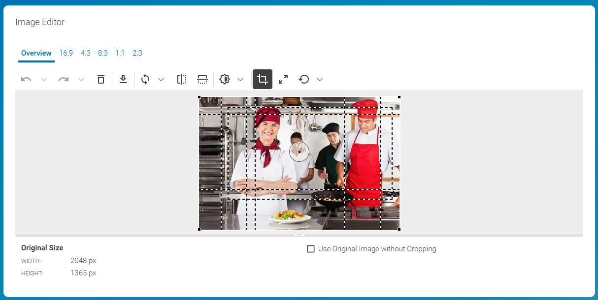 Overview with all selection frames