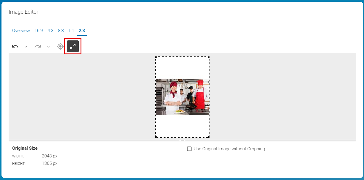 Enlarged image with white background