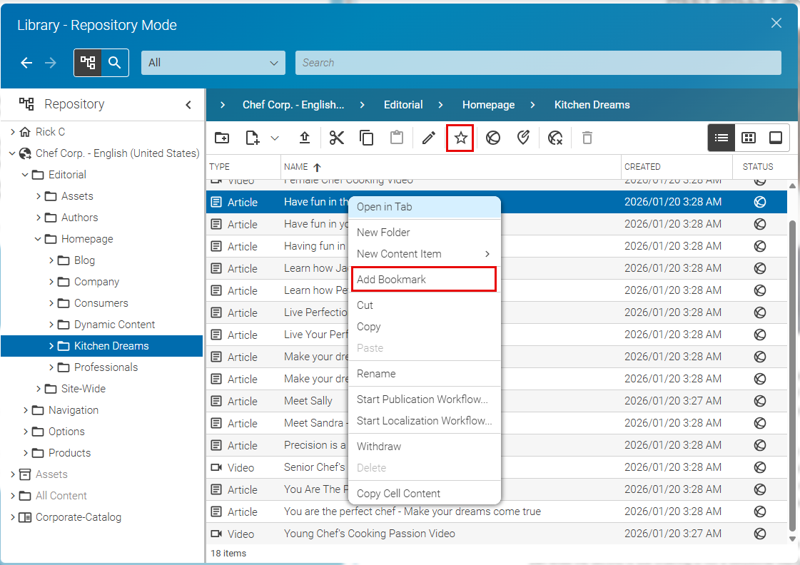Bookmark in the Library