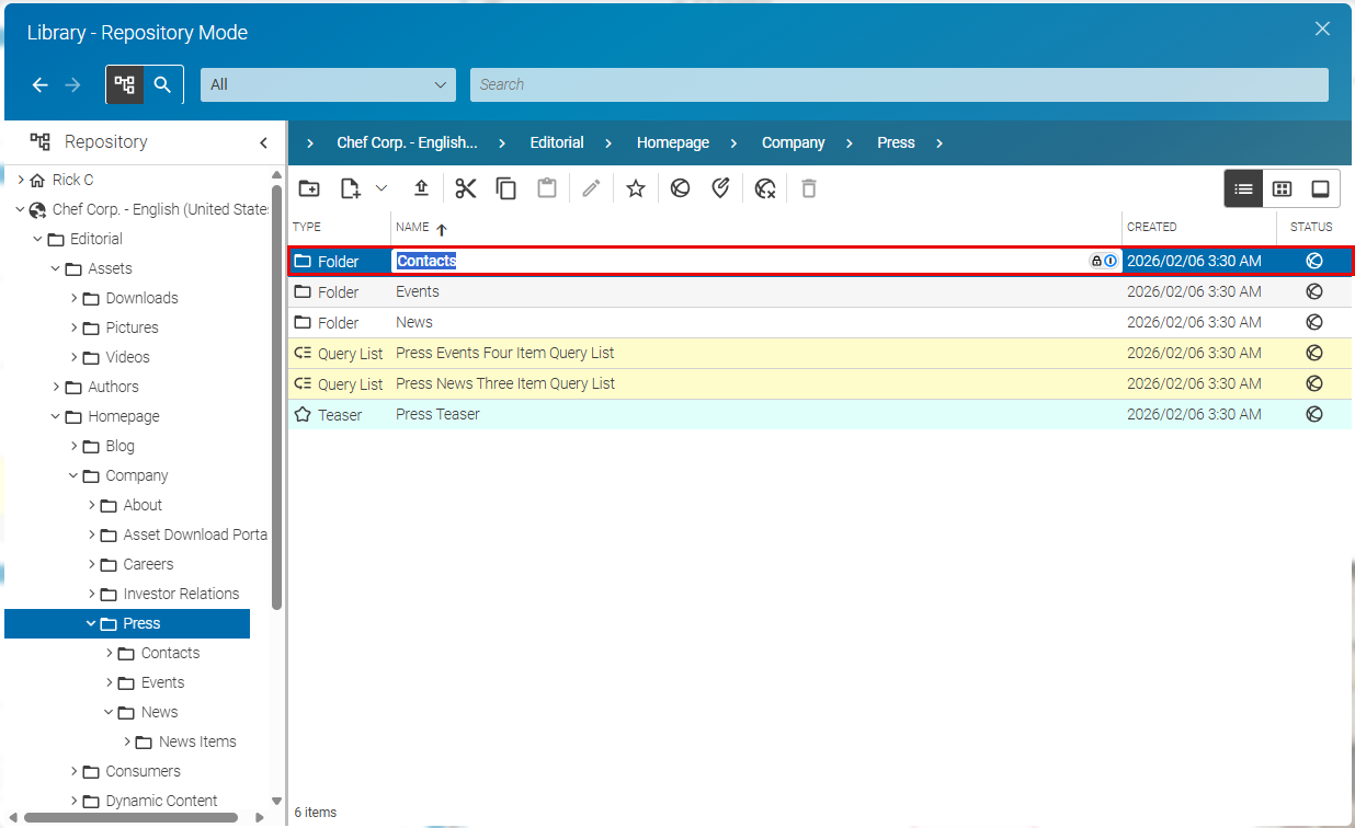 Changing the name of a folder