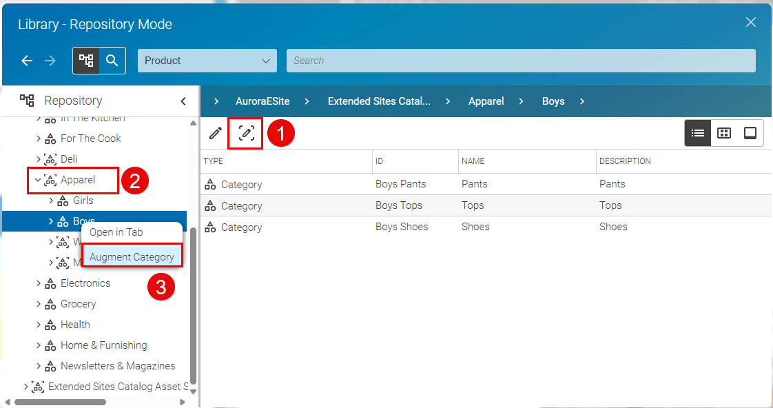 Augment PDPs through a category