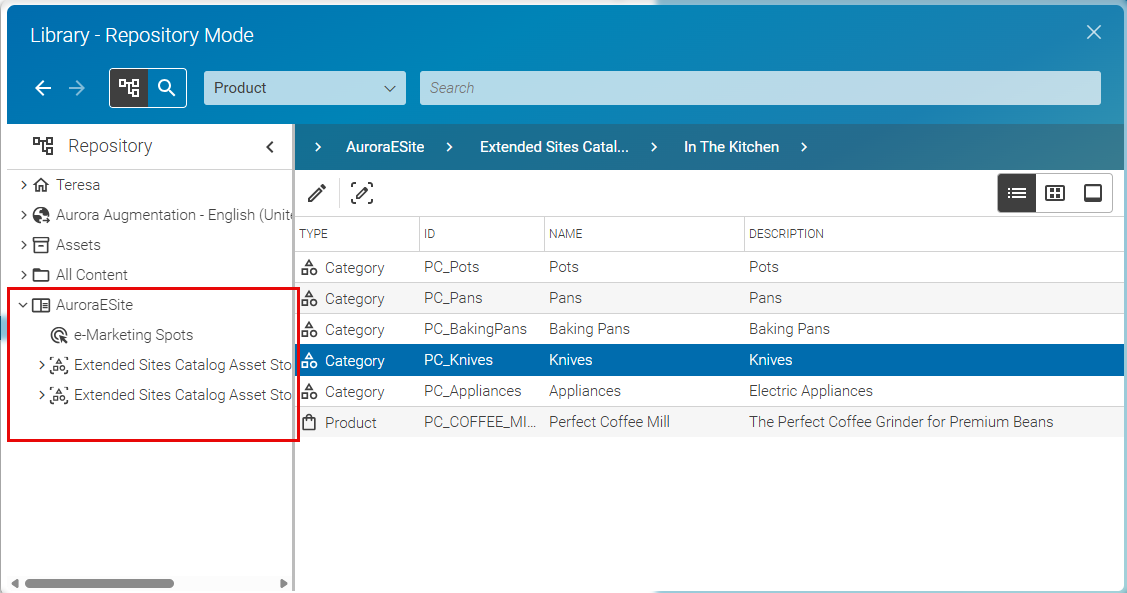 eCommerce content in Library