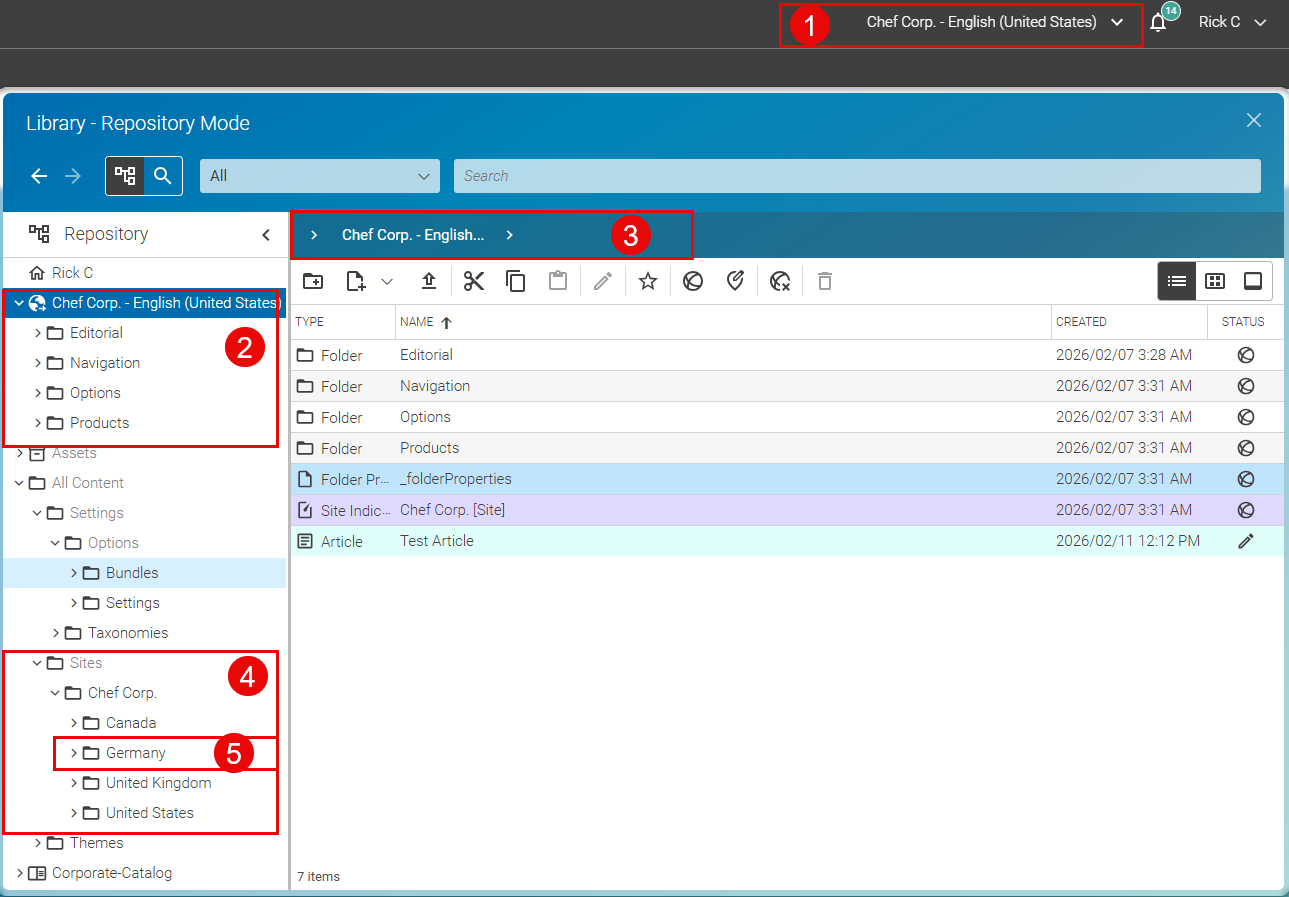 Preferred site in the Library