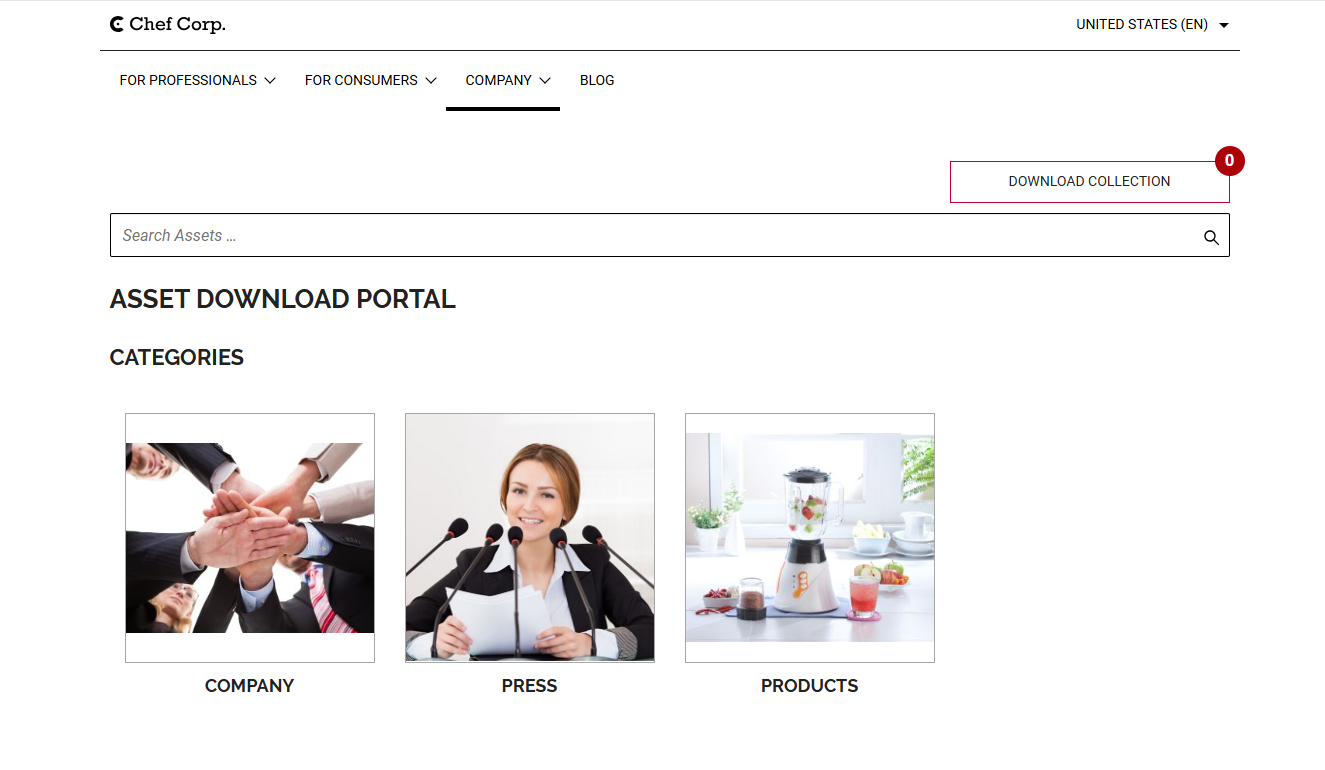 Download portal with Asset