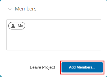 The Members section of the project tab