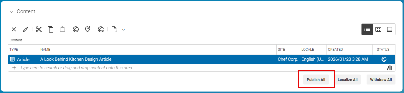 Publish all in the Project window
