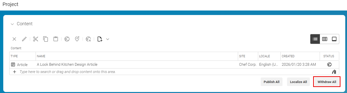 Withdraw all from Project
