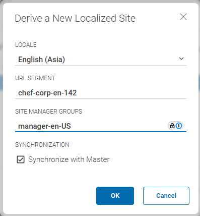 Derive a site dialog
