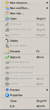 The File menu (administrator view)