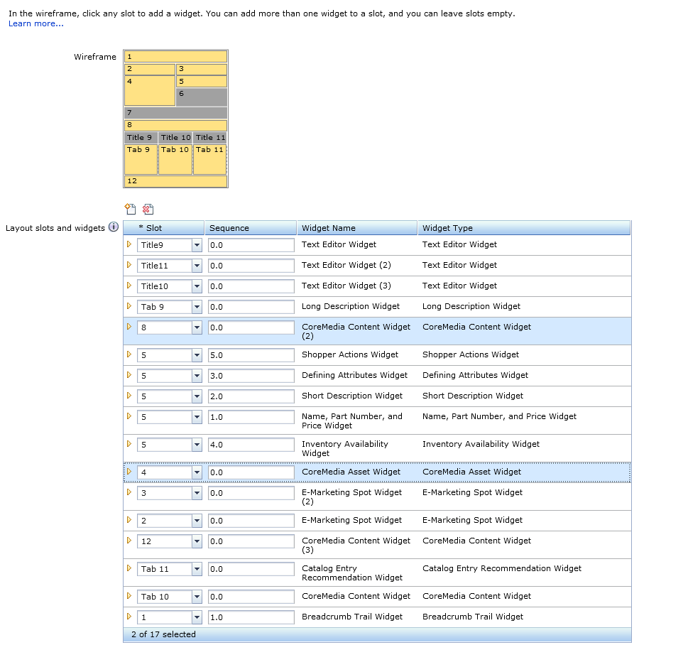 CoreMedia Widgets in Commerce Composer