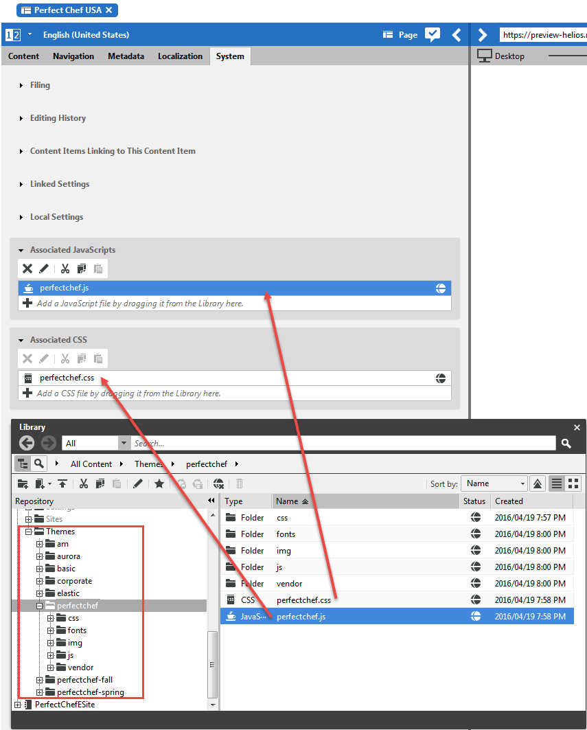 Linking a theme to site root