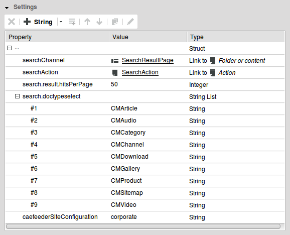 SearchConfiguration Settings document