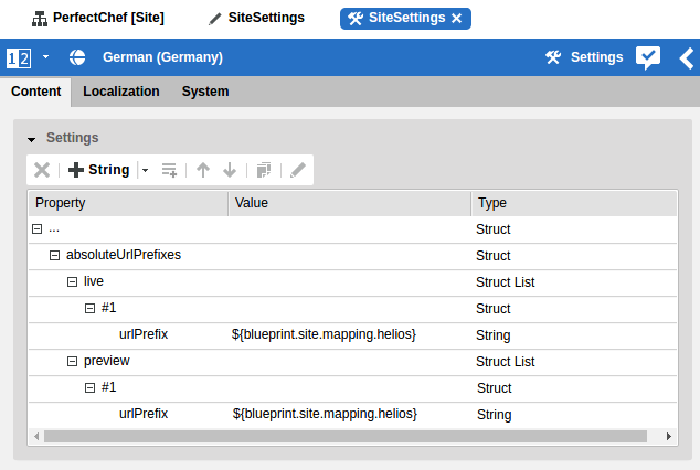 An initial absoluteUrlPrefixes Struct