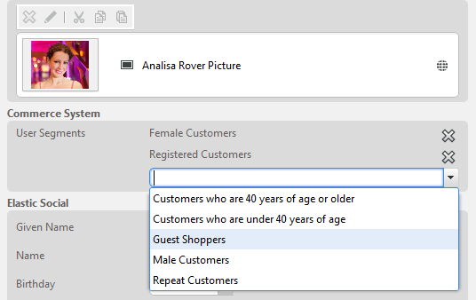 Edit Commerce Segments in Test Persona