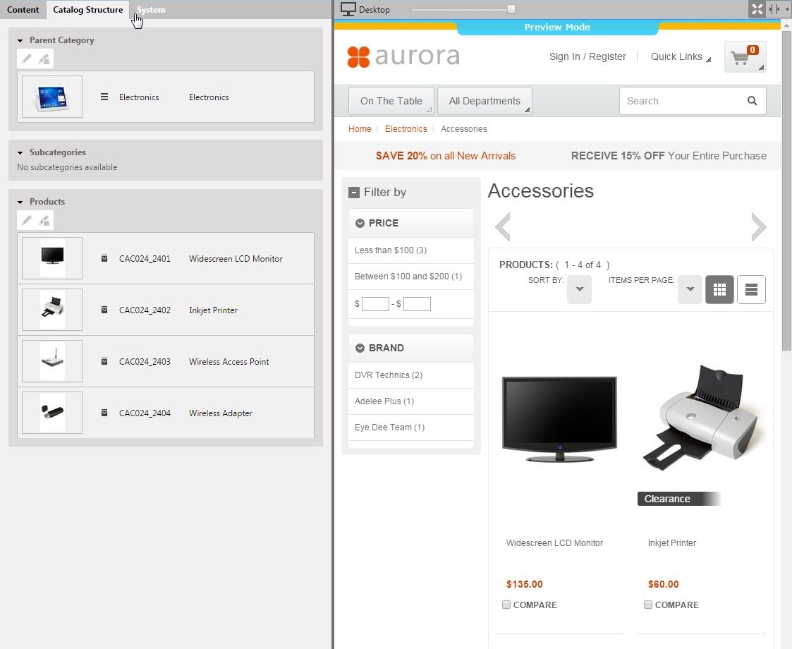 Category in tab preview