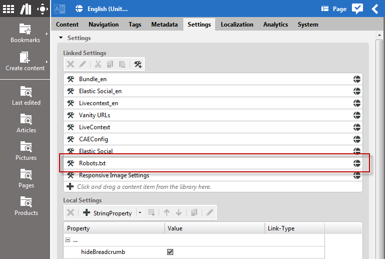 Robots.txt settings