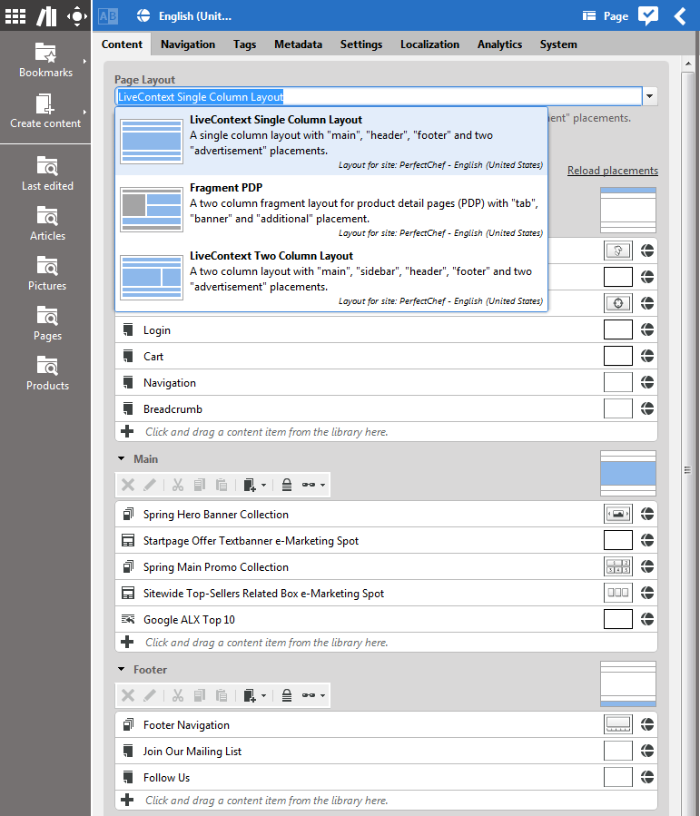 The page grid editor