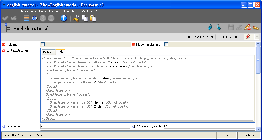 The tabbed Struct editor