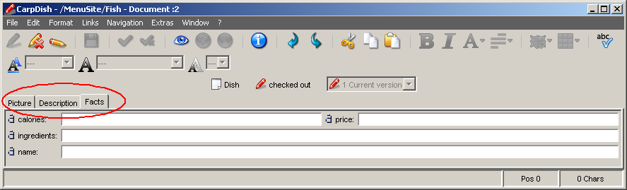 Example of a tabbed document view