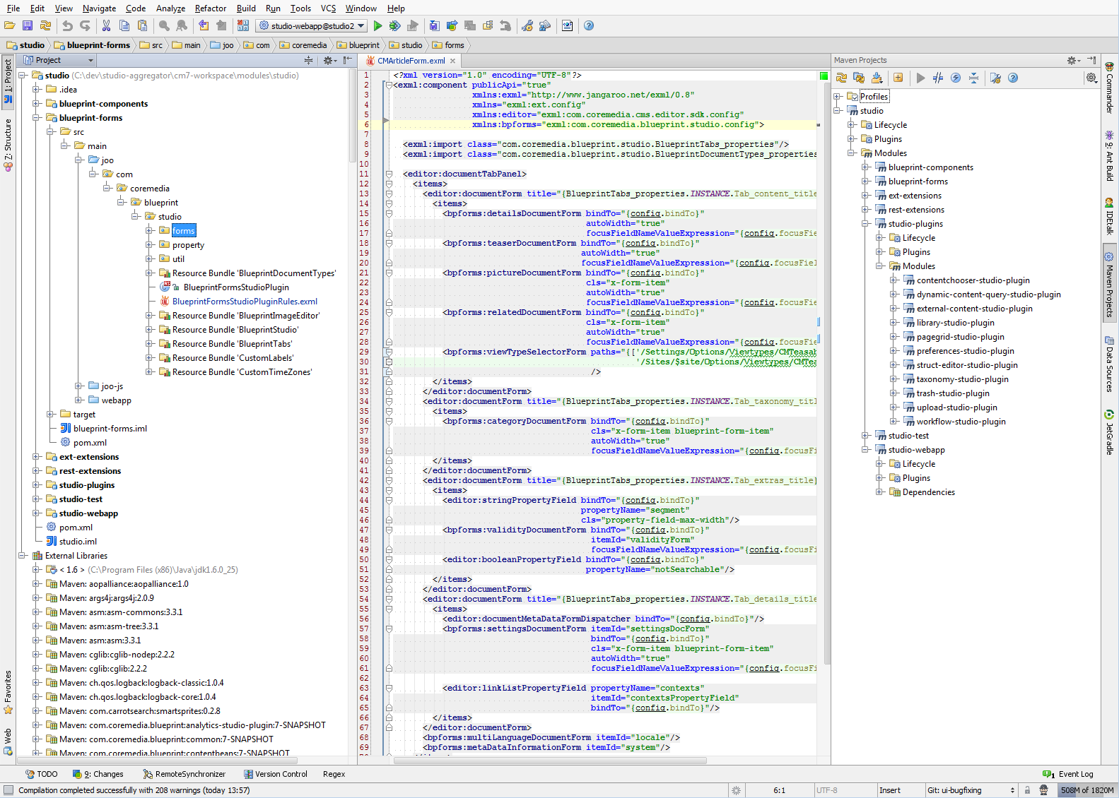 Studio project within the Project workspace in IntelliJ Idea