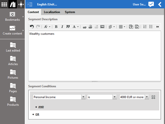 Create a condition in a segment