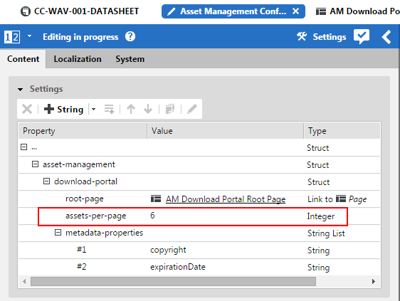 Configuration of the download portal